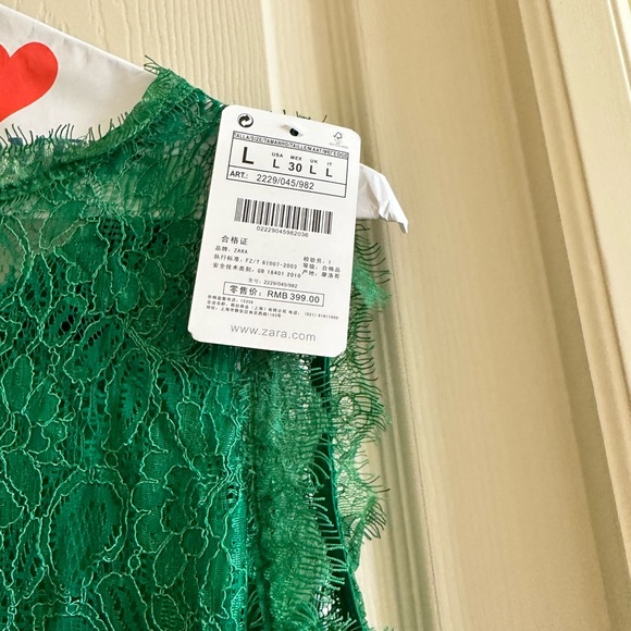 Nwt lace green Zara dress size large - Picture 3 of 3